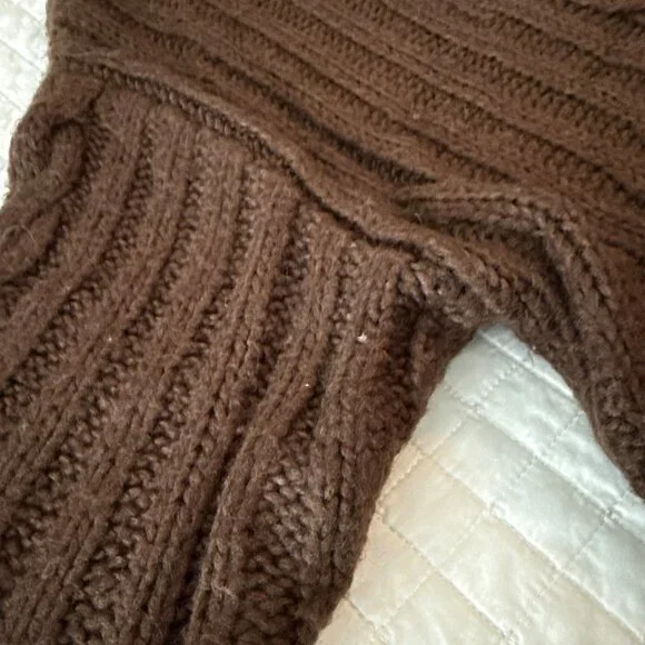 525 Brown Cable Knit Half-Zip Pullover Sweater, Size S - Picture 9 of 13